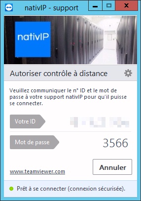 Ecran d'accueil Teamviewer pour nativIP